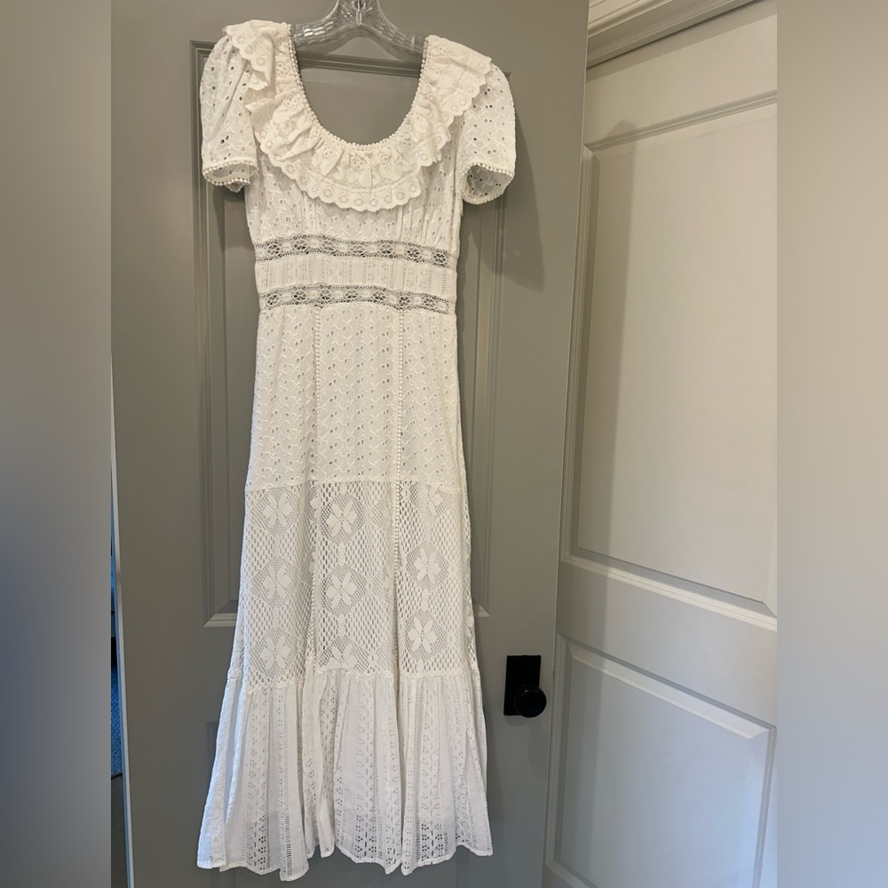 LoveShackFancy White Eyelet Maxi Dress